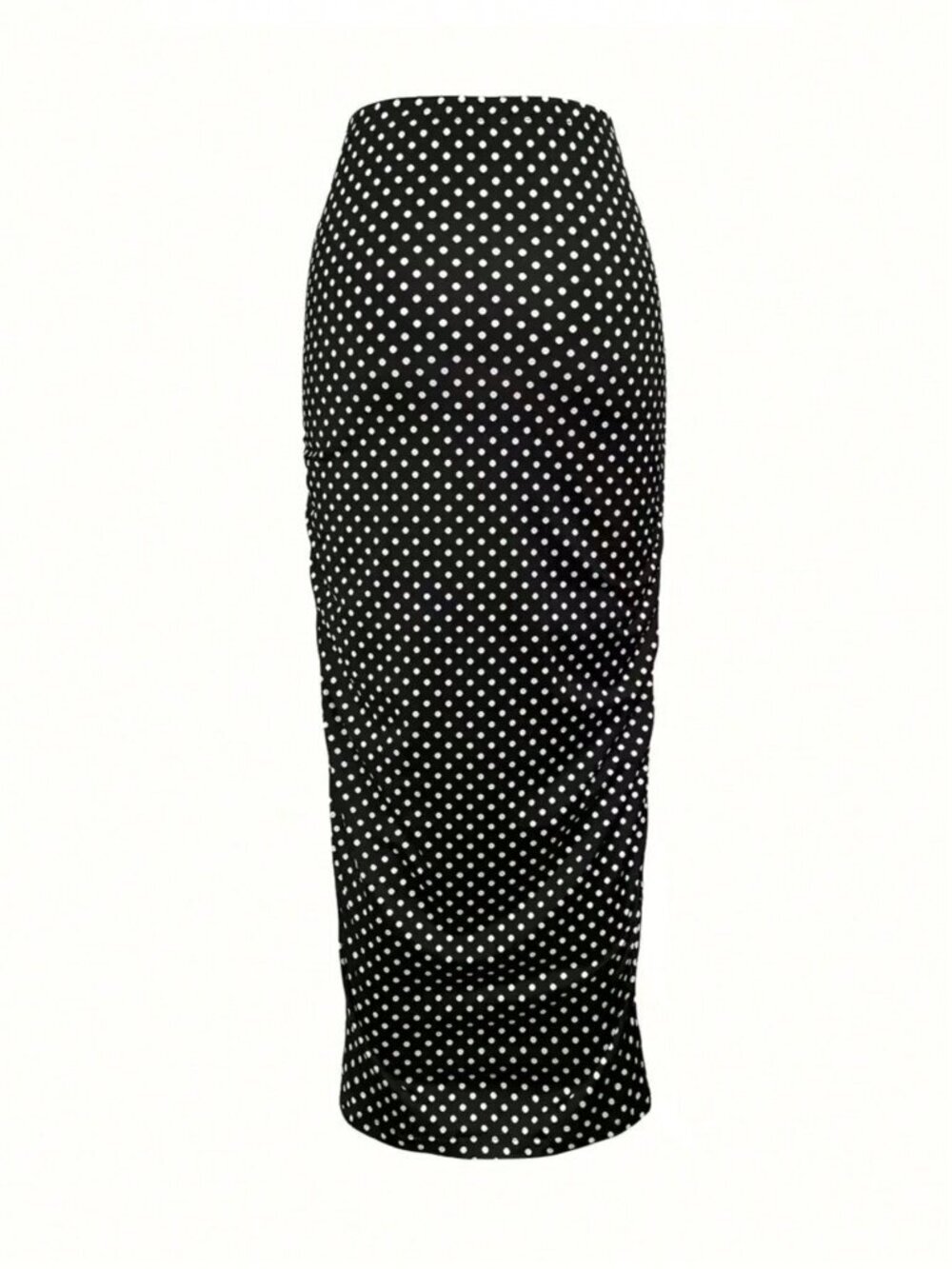 Multicolor Elegant Women's Polka Dot Print Pleated High Waist Pencil Skirt - Picture 2 of 4